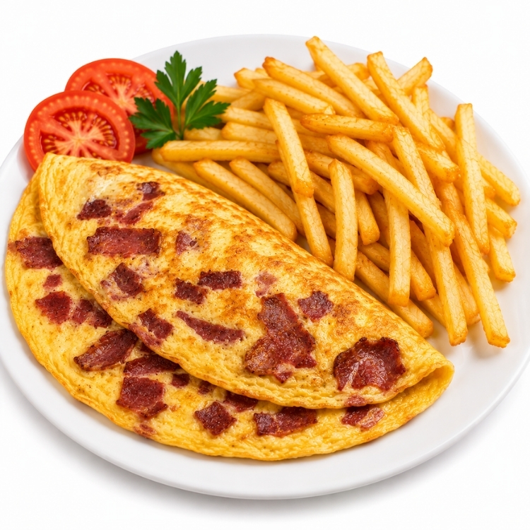 Domuz Pastırmalı Omlet ile Cips